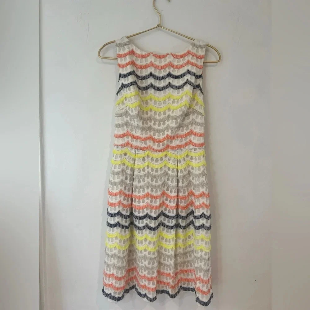 Trina Turk eyelash fringe multicolor dress fit and flare a line
